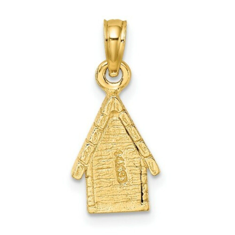 14K Two-tone Gold 3-D Dog Inside Dog House Charm Pendant