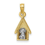 Load image into Gallery viewer, 14K Two-tone Gold 3-D Dog Inside Dog House Charm Pendant
