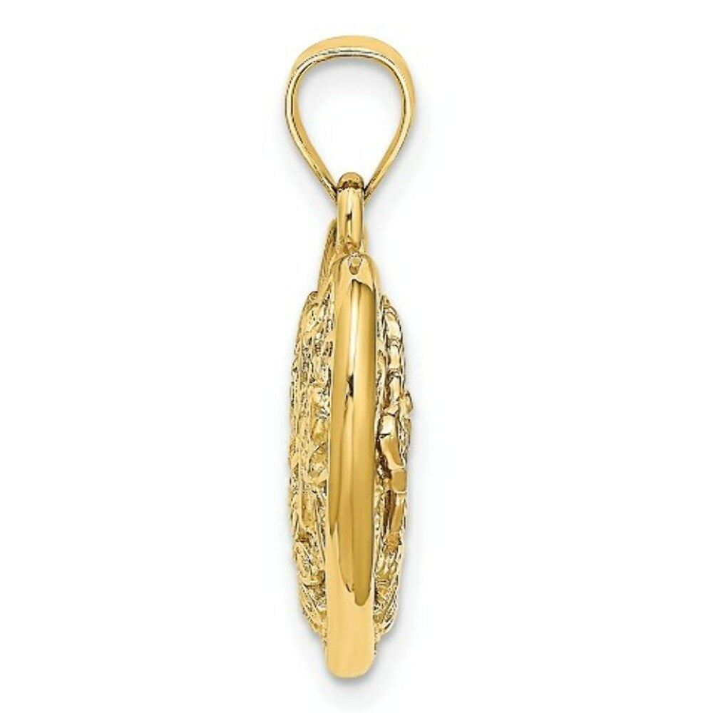 14K Two-Tone Gold 3-D Heart With Butterfly Reversible Charm Pendant