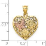 Load image into Gallery viewer, 14K Two-Tone Gold 3-D Heart With Butterfly Reversible Charm Pendant
