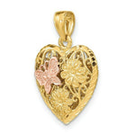 Load image into Gallery viewer, 14K Two-Tone Gold 3-D Heart With Butterfly Reversible Charm Pendant
