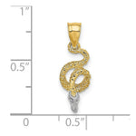 Load image into Gallery viewer, 14K Yellow Gold with White Rhodium COILED SNAKE Charm Pendant

