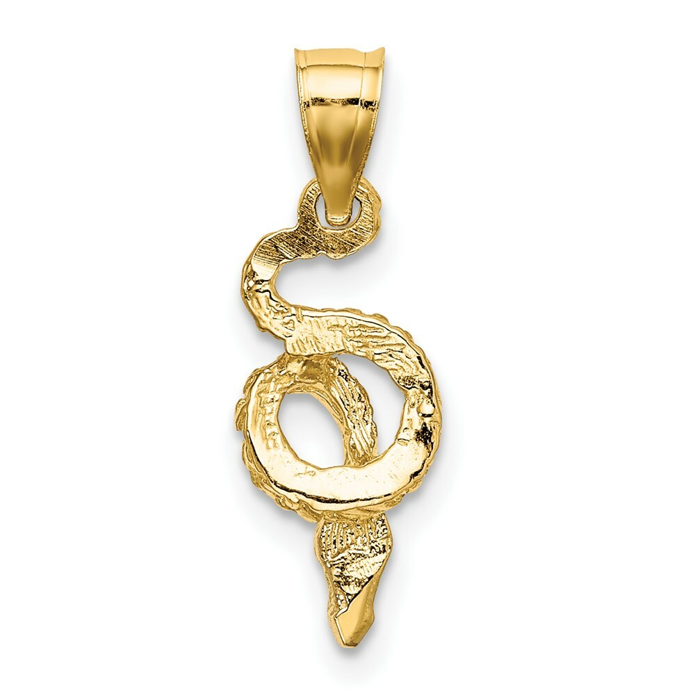 14K Yellow Gold with White Rhodium COILED SNAKE Charm Pendant