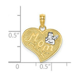 Load image into Gallery viewer, 14K Yellow Gold with White Rhodium Mom with Angle Heart Charm Pendant
