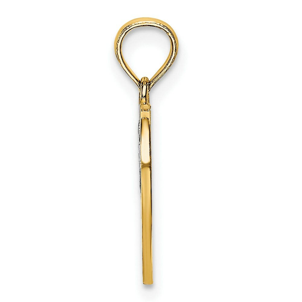 14K Yellow Gold with White Rhodium Mom with Angle Heart Charm Pendant