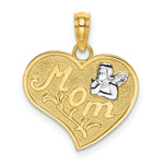 Load image into Gallery viewer, 14K Yellow Gold with White Rhodium Mom with Angle Heart Charm Pendant
