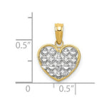 Load image into Gallery viewer, 14K Yellow Gold with White Rhodium Diamond-cut Heart Charm Pendant
