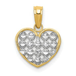 Load image into Gallery viewer, 14K Yellow Gold with White Rhodium Diamond-cut Heart Charm Pendant
