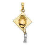 Load image into Gallery viewer, 14K Two-tone Gold 3-D Graduation Cap With Moveable Tassle Charm Pendant
