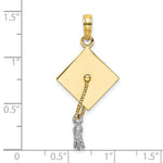 Load image into Gallery viewer, 14K Two-tone Gold 3-D Graduation Cap With Moveable Tassle Charm Pendant
