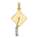 Load image into Gallery viewer, 14K Two-tone Gold 3-D Graduation Cap With Moveable Tassle Charm Pendant
