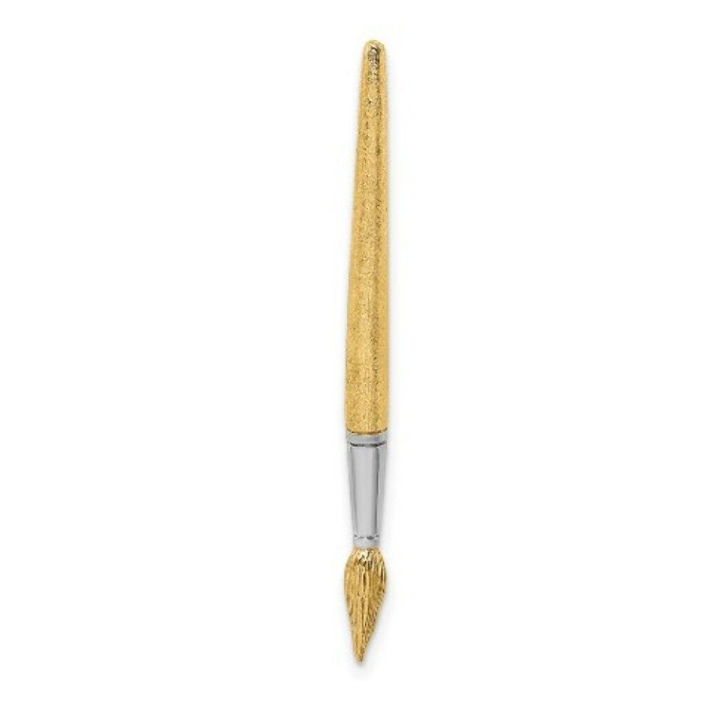 14k Yellow Gold and White Rhodium 3-D WATER PAINT BRUSH Charm Pendant