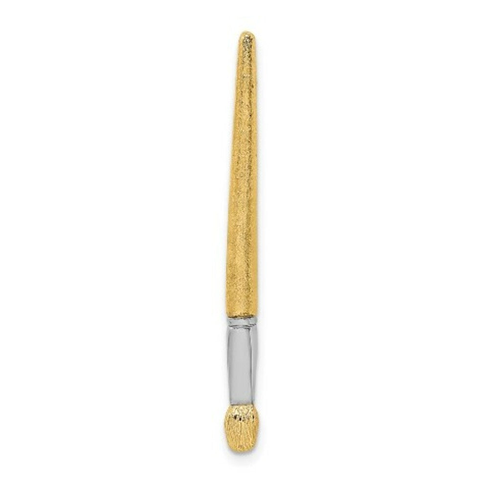 14k Yellow Gold and White Rhodium 3-D OIL PAINT BRUSH Charm Pendant