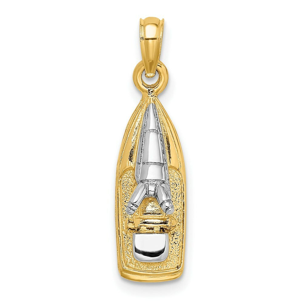 14k Yellow Gold and White Rhodium 3-D WAVE RUNNER With Moveable Seat Charm Pendant
