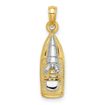 Load image into Gallery viewer, 14k Yellow Gold and White Rhodium 3-D WAVE RUNNER With Moveable Seat Charm Pendant
