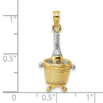 Load image into Gallery viewer, 14K Yellow Gold with White Rhodium 3-D Champagne Bottle In Ice Bucket Charm Pendant
