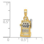 Load image into Gallery viewer, 14k Yellow Gold and White Rhodium 3-D SLOT MACHINE / MOVEABLE HANDLE Charm Pendant
