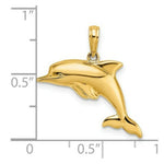 Load image into Gallery viewer, 14K Yellow Gold with White Rhodium 3-D Reversible Puffed Dolphin Charm Pendant
