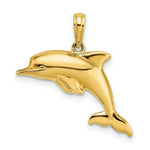 Load image into Gallery viewer, 14K Yellow Gold with White Rhodium 3-D Reversible Puffed Dolphin Charm Pendant
