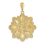 Load image into Gallery viewer, 14K Yellow Gold with White Rhodium Diamond-cut with Filigree Flower Charm Pendant
