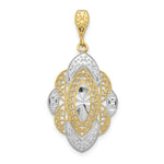 Load image into Gallery viewer, 14K Yellow Gold with White Rhodium Diamond-cut Filigree Oval Charm Pendant
