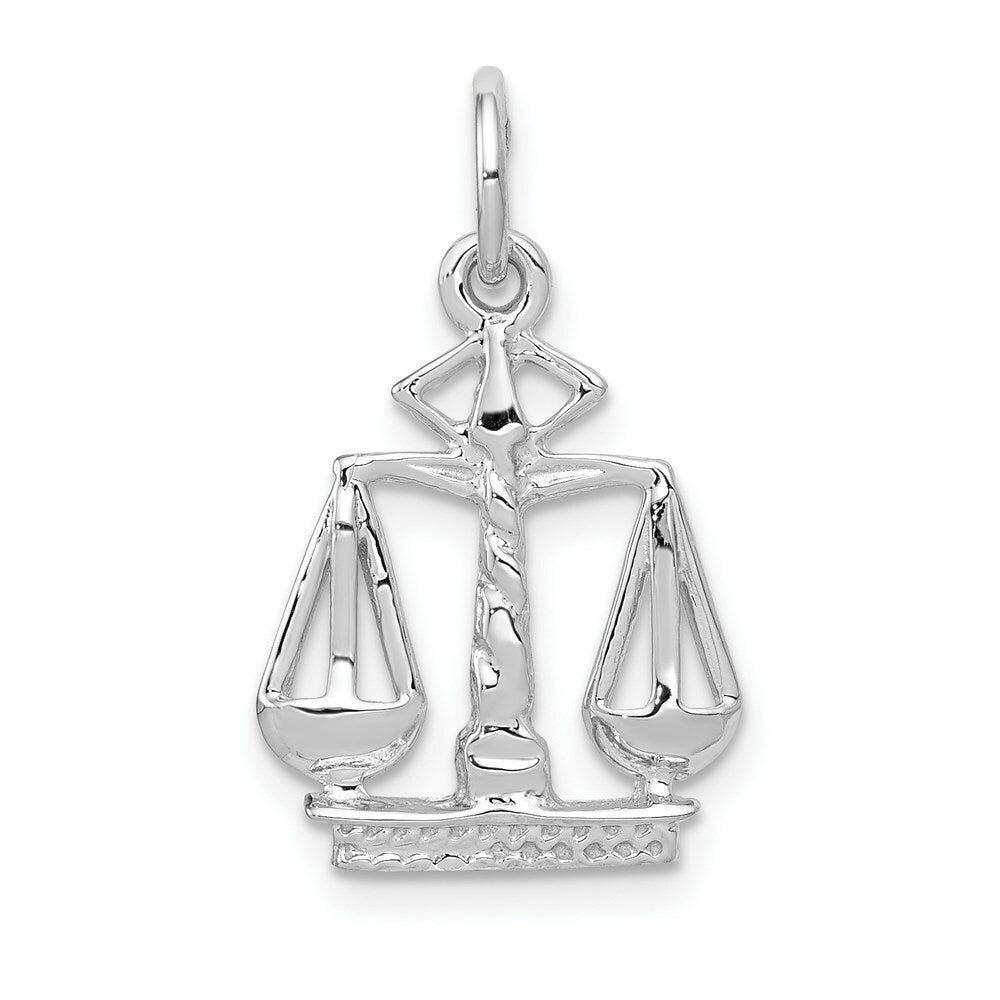 14K White Gold Polished Flat-Backed Small Scales of Justice Charm