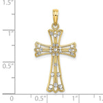 Load image into Gallery viewer, 14K Yellow Gold with White Rhodium and Diamond-cut Cross Charm Pendant
