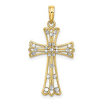 Load image into Gallery viewer, 14K Yellow Gold with White Rhodium and Diamond-cut Cross Charm Pendant

