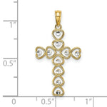 Load image into Gallery viewer, 14K Yellow Gold with White Rhodium Diamond-cut Heart Cross Charm Pendant
