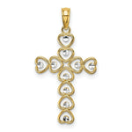 Load image into Gallery viewer, 14K Yellow Gold with White Rhodium Diamond-cut Heart Cross Charm Pendant
