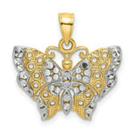 Load image into Gallery viewer, 14k Yellow Gold and White Rhodium Diamond-cut Butterfly With Yellow Gold and White Edge - Cut-Out Wings
