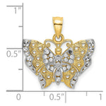 Load image into Gallery viewer, 14k Yellow Gold and White Rhodium Diamond-cut Butterfly With Yellow Gold and White Edge - Cut-Out Wings

