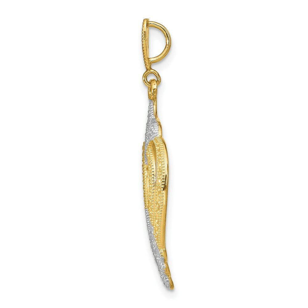 14K Yellow Gold with White Rhodium Cut-Out Heart Charm Pendant