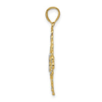 Load image into Gallery viewer, 14K Yellow Gold with White Rhodium Diamond-cut Filigree Medallion Charm Pendant
