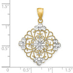 Load image into Gallery viewer, 14K Yellow Gold with White Rhodium Diamond-cut Filigree Medallion Charm Pendant
