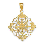 Load image into Gallery viewer, 14K Yellow Gold with White Rhodium Diamond-cut Filigree Medallion Charm Pendant
