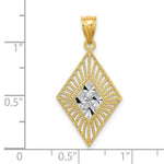 Load image into Gallery viewer, 14K Yellow Gold with White Rhodium Diamond-cut Marque Diamond Shape Charm Pendant
