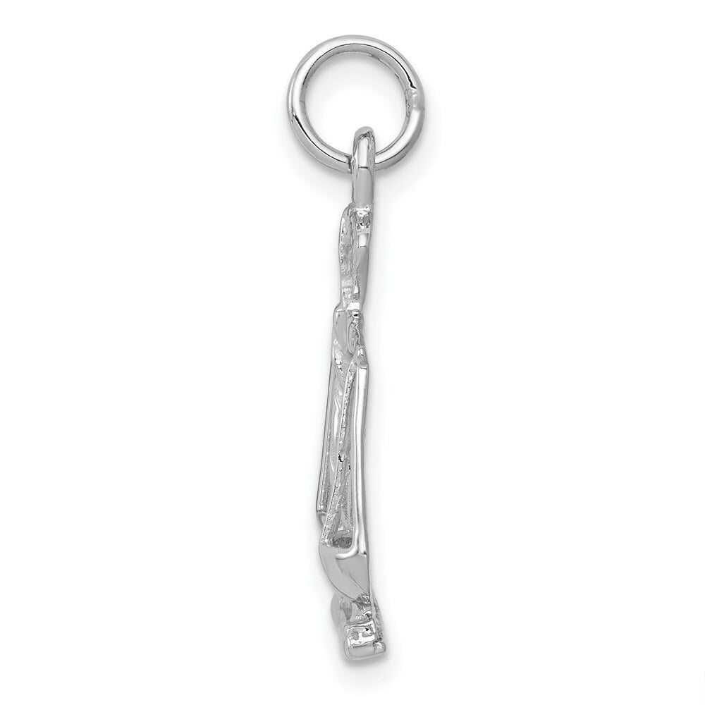 14K White Gold Polished Open-Backed Large Scales of Justice Charm