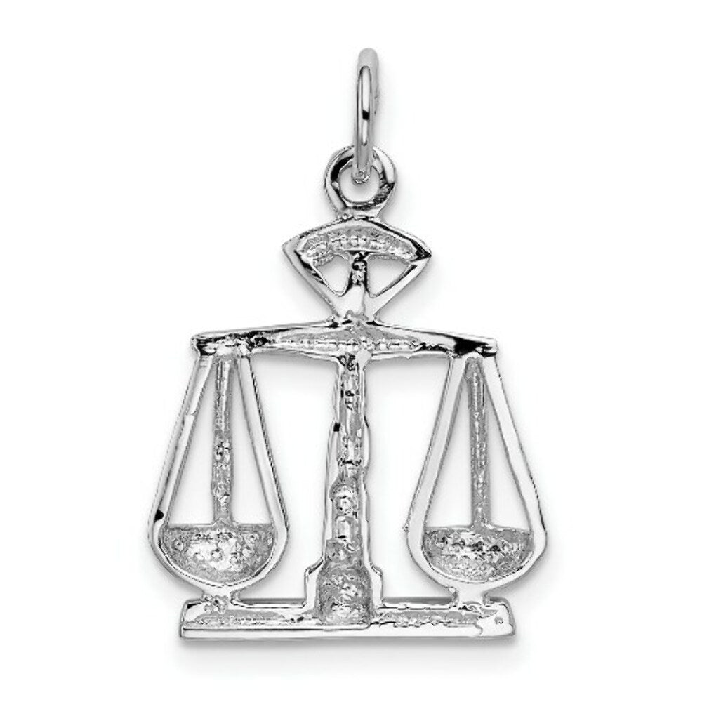 14K White Gold Polished Open-Backed Large Scales of Justice Charm