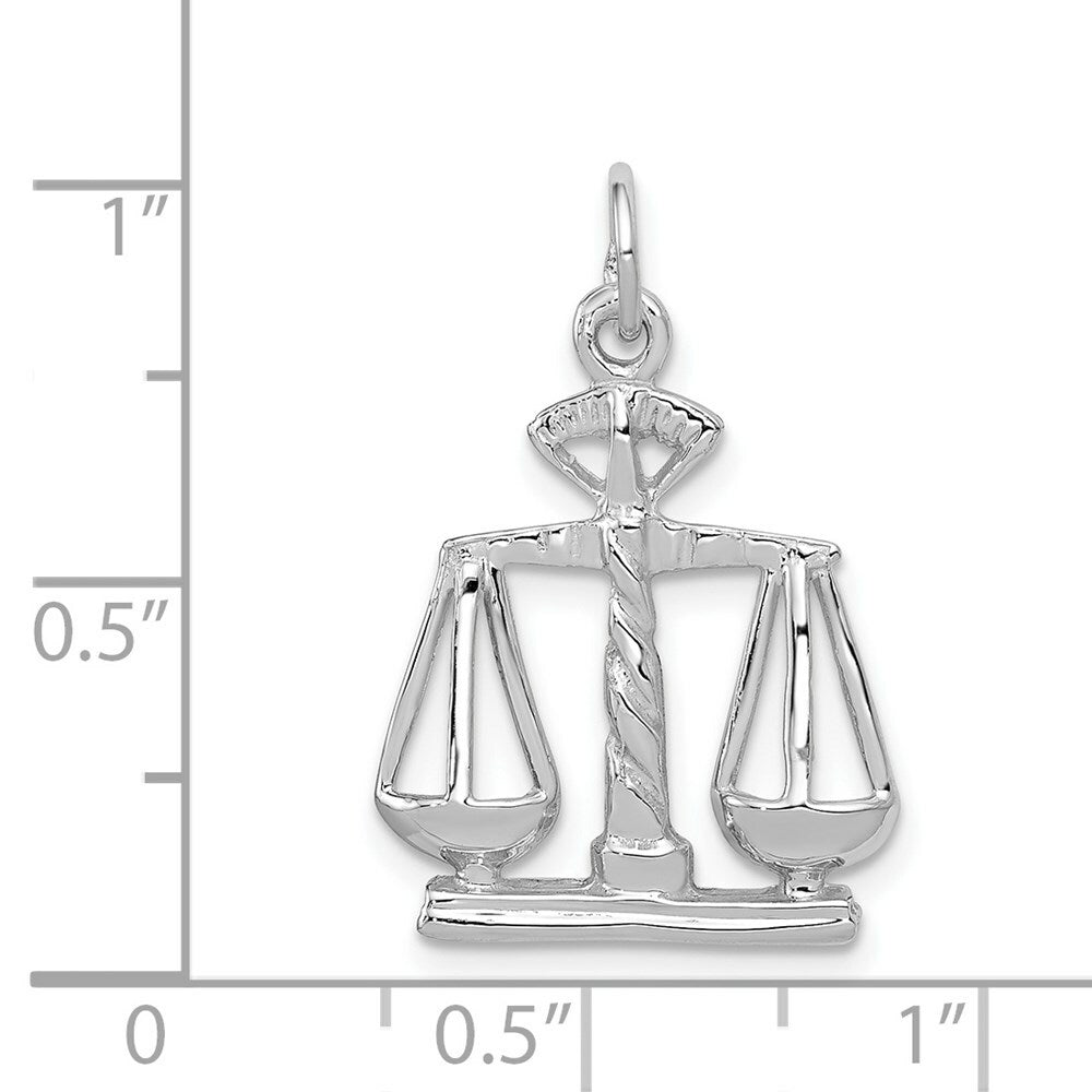 14K White Gold Polished Open-Backed Large Scales of Justice Charm