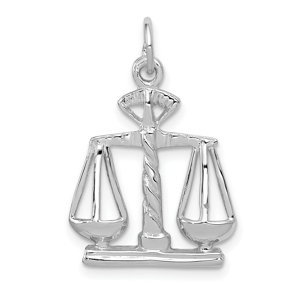 14K White Gold Polished Open-Backed Large Scales of Justice Charm