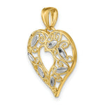 Load image into Gallery viewer, 14K Yellow Gold with White Rhodium Diamond-cut Filigree Heart Charm Pendant
