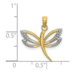 Load image into Gallery viewer, 14k Yellow Gold and White Rhodium Textured Dragonfly Charm Pendant
