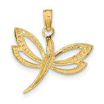 Load image into Gallery viewer, 14k Yellow Gold and White Rhodium Textured Dragonfly Charm Pendant
