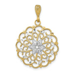 Load image into Gallery viewer, 14K Yellow Gold with White Rhodium Diamond-cut Scalloped Wave Charm Pendant
