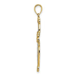 Load image into Gallery viewer, 14K Yellow Gold with White Rhodium and Diamond-cut Puffed Cross Charm Pendant
