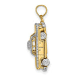 Load image into Gallery viewer, 14K Yellow Gold and White Rhodium 3-D TAXI CAB With Moveable Tires Charm Pendant
