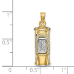 Load image into Gallery viewer, 14K Yellow Gold and White Rhodium 3-D TAXI CAB With Moveable Tires Charm Pendant
