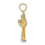 Load image into Gallery viewer, 14K Yellow Gold with White Rhodium 3-D Angle Playing Flute Charm Pendant

