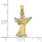 Load image into Gallery viewer, 14K Yellow Gold with White Rhodium 3-D Angle Playing Flute Charm Pendant

